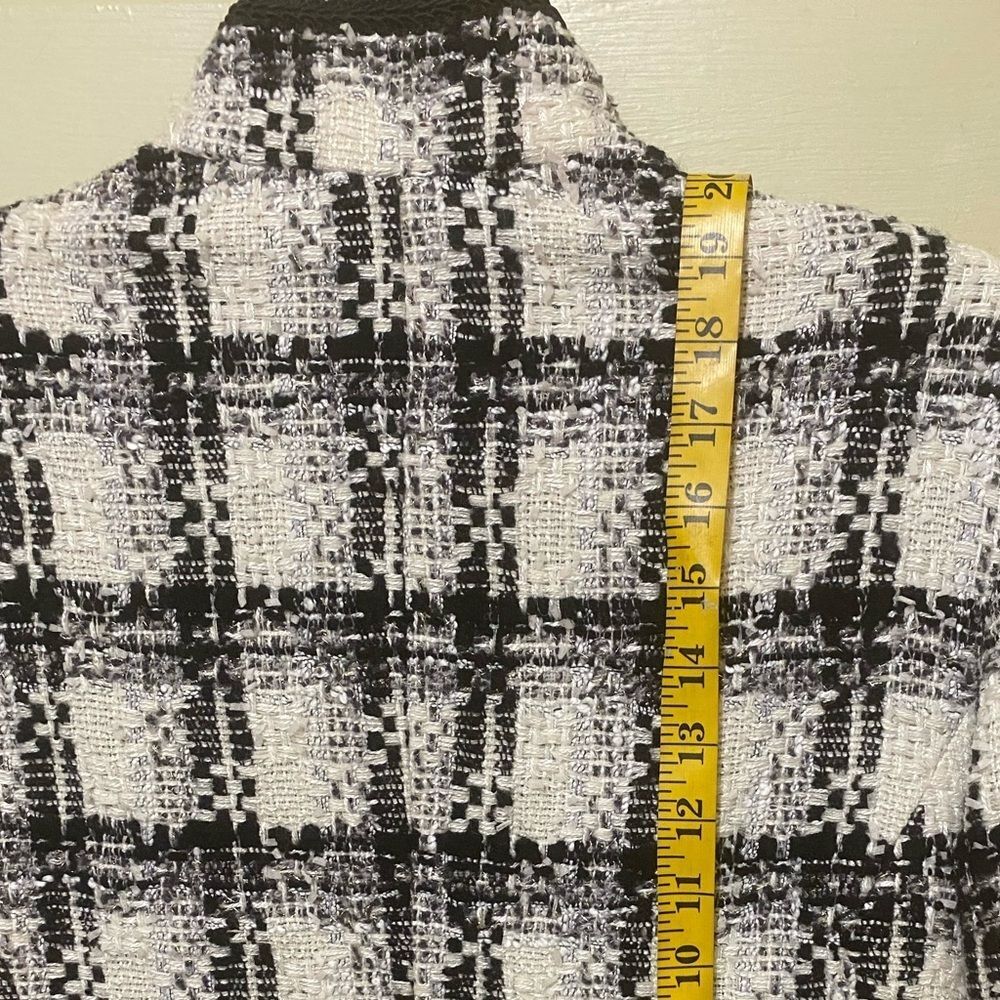 Chico’s Samuela Tweed  Bouche Blazer Jacket Black White Plaid Classic Old Money - Picture 12 of 15